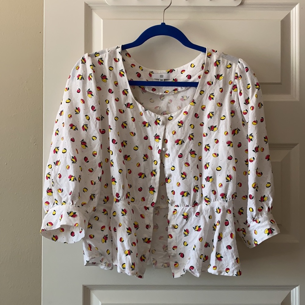 La Redoute Printed Linen Mix Shirt w Square Neck